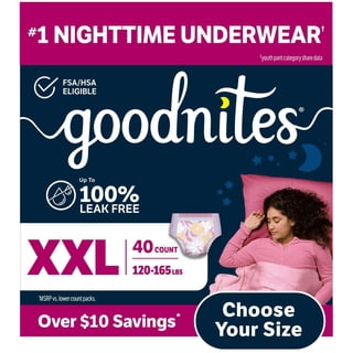 Goodnites Nighttime Bedwetting Underwear for Girls, Sizes Extra Small - Extra Extra Large