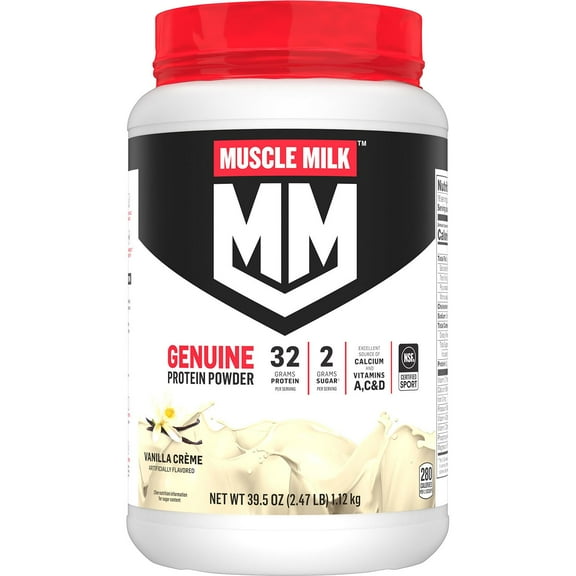 Muscle Milk Genuine 32g Whey Protein Powder, Vanilla Cream, 2.47 lbs.