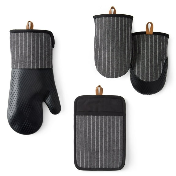 Member's Mark 4 -Pack Yarn Dyed Silicone Oven Mitt, Pot Holder, Mini Mitt Set