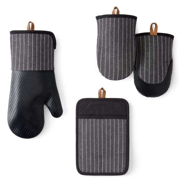 Member's Mark 4 -Pack Yarn Dyed Silicone Oven Mitt, Pot Holder, Mini Mitt Set