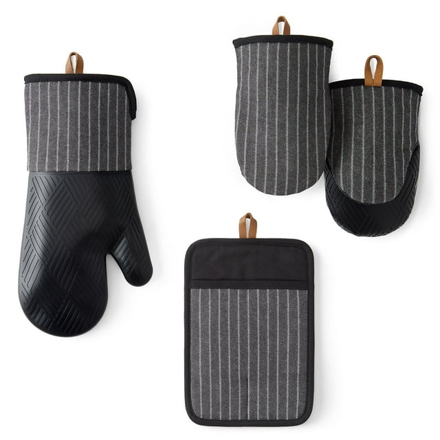 Member's Mark 4 -Pack Yarn Dyed Silicone Oven Mitt, Pot Holder, Mini Mitt Set