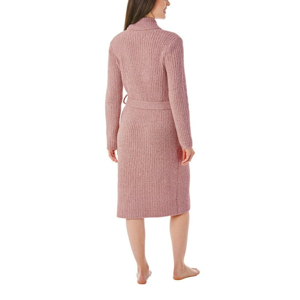 knitted robe dress St. Barths La Robe Courtney Knit Midi Dress in Pink and Green Chevron