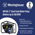 thumbnail image 2 of Westinghouse 2 in. Gas Powered Semi Trash Water Pump, 2 of 14