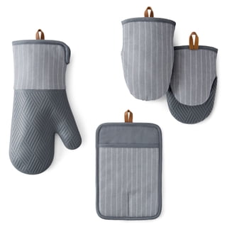 Member's Mark 4 -Pack Yarn Dyed Silicone Oven Mitt, Pot Holder, Mini Mitt Set