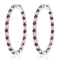 thumbnail image 1 of Lab Created Gemstone Huggie Hoop Earrings in Sterling Silver, 1 of 6