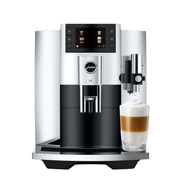 JURA E8 Chrome Automatic Coffee Center with 17 Brewing Options