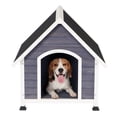 thumbnail image 1 of Outdoor wooden dog house, Large 32.8" L x 39.76" W x 33.46" H, Gray, 1 of 5
