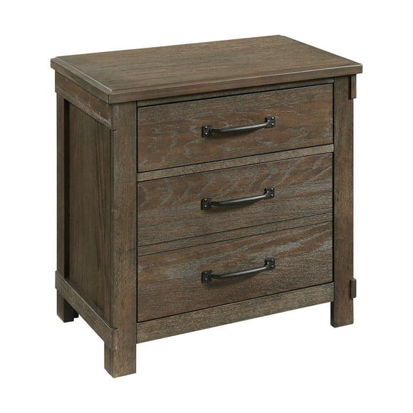 Society Den Jack 2-Drawer Nightstand with USB Ports, Walnut