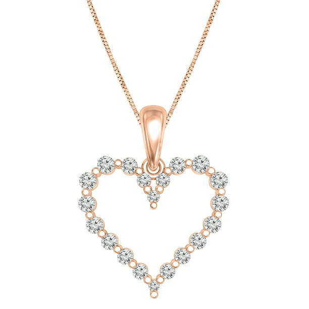 Diamond Heart Pendant in 14K Rose Gold - Samsclub.com