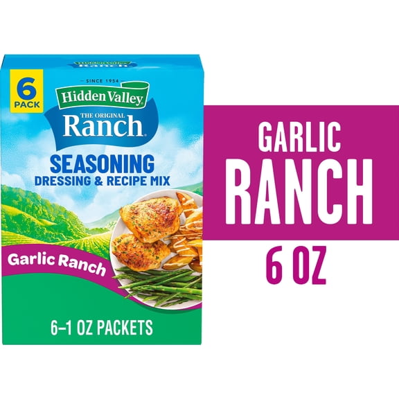Hidden Valley, Garlic Ranch Dry Dressing & Seasoning, 6 Pack