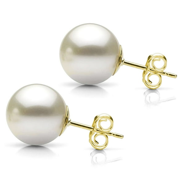 Freshwater Cultured AAA Pearl Stud Earrings with 14K Gold Post