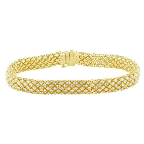 2.96CT. T.W. Round Cut Mesh Diamond Bracelet in 14K Gold
