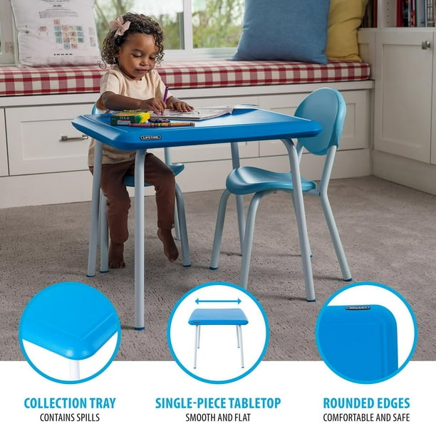 Lifetime 24-Inch Square Kid's Table and Chairs Set, Blue
