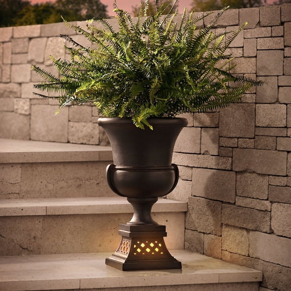 Member's Mark 26.5" Lattice Urn Planter on Lighted Pedestal