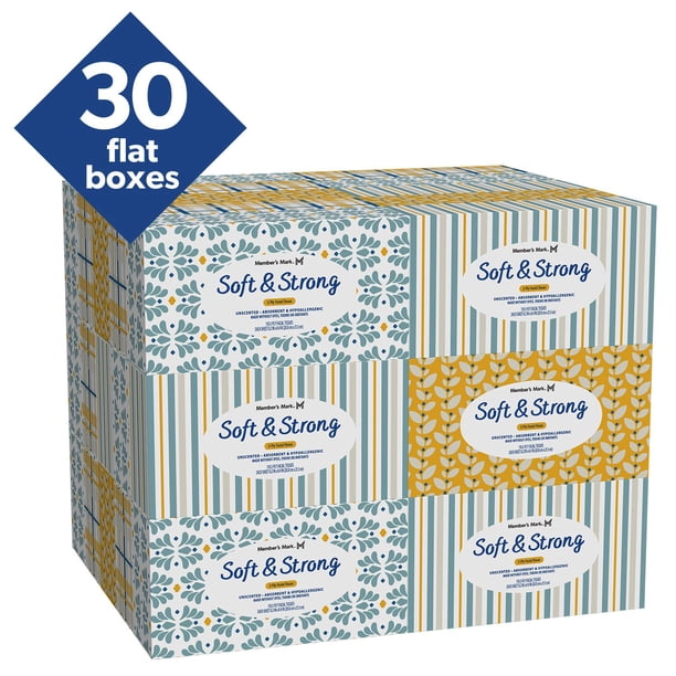 Member's Mark Soft and Strong 2-Ply Facial Tissues 30 boxes., 110