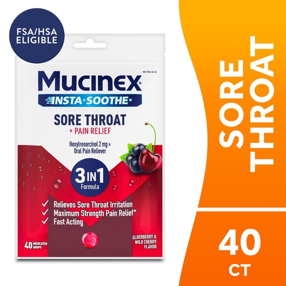 MUCINEX Instasoothe Elderberry and Wild Cherry 40ct, 4pk