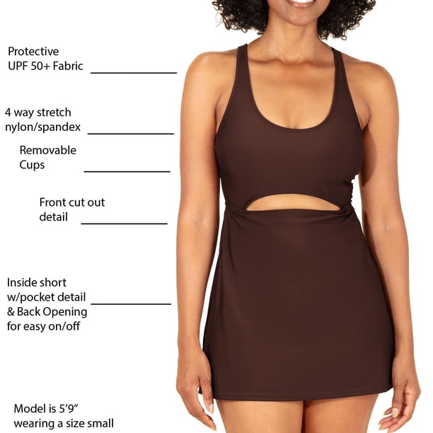 cut out swim dress Outdoor Voices Women's Swim Dress Brown XXL:- Brown
