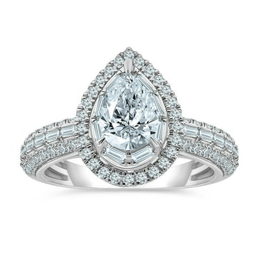 1.95 CT. T.W. Pear Cut Halo Diamond Ring in 14K Gold