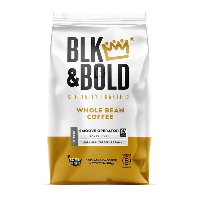 BLK & BOLD Dark Roast Whole Bean Coffee, Smoove Operator, 32 oz.