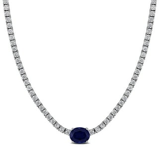 Lab Created Gemstone Tennis Necklace in Sterling Silver