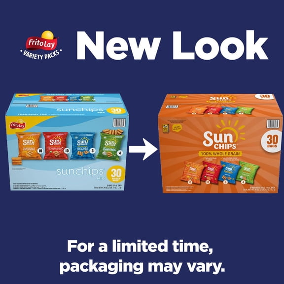 SunChips Whole Grain Variety Pack Chips, 30 pk.
