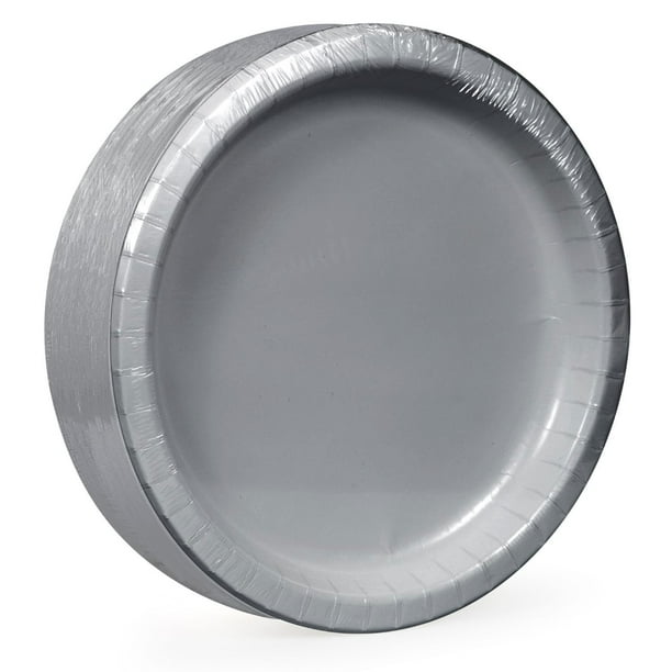 White & Silver Confetti Dinner Plates | Pack Of 10 | Fancy Disposable & Reusable
