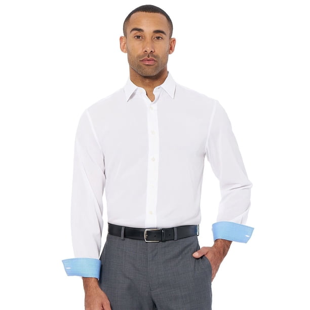 slim fit dress slacks Modena Modern Fit Dress Shirt, 15 34/35 / White