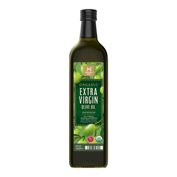 Member's Mark Organic Extra Virgin Olive Oil, 34 fl. oz. Glass Bottle