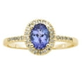 thumbnail image 1 of Oval Cut Gemstone and 0.15 CT. T.W. Halo Diamond Ring in 14K Gold, 1 of 6