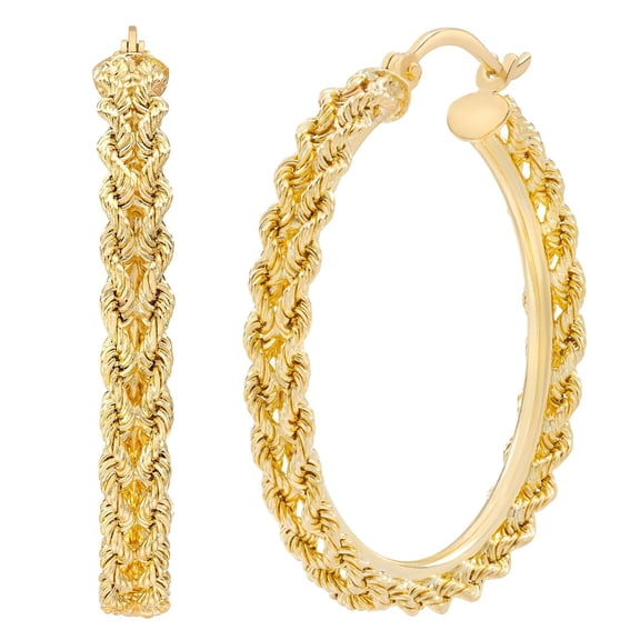 Kissing Hearts Hoop Earrings in 14K Gold