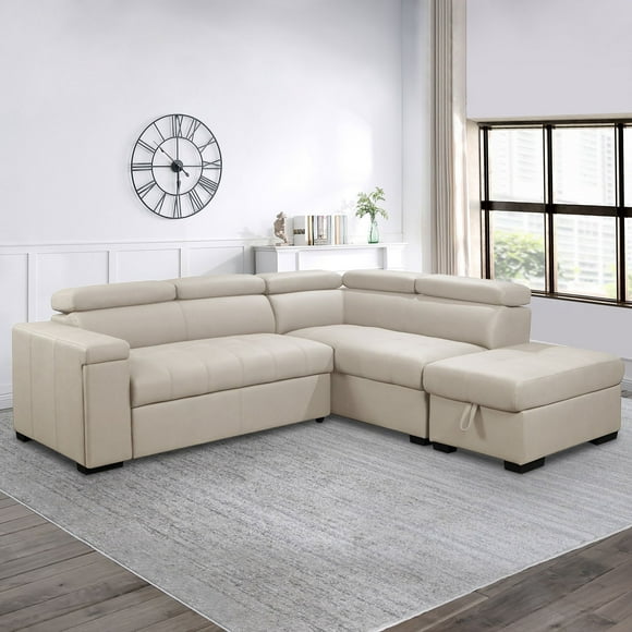 Zion Fabric Storage Sectional with Pullout Bed