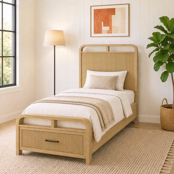 Society Den Woodridge Storage Bed in Natural, Assorted Sizes