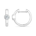 thumbnail image 3 of 0.20 CT. TW. Diamond Bezel Huggie Hoop Earrings in 14K Gold, 3 of 5