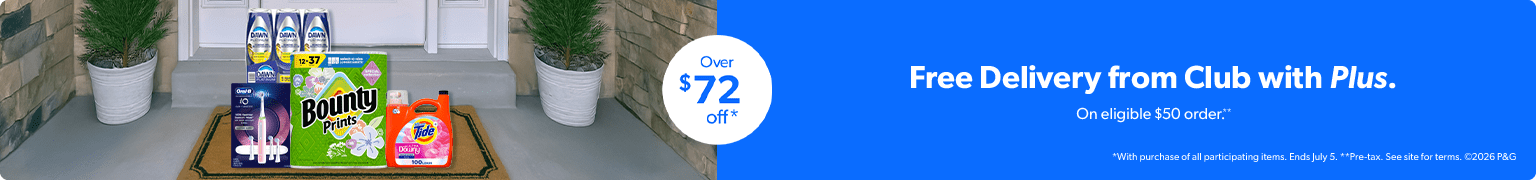 Free Delivery from Club with Plus on eligible Fifty dollar orders