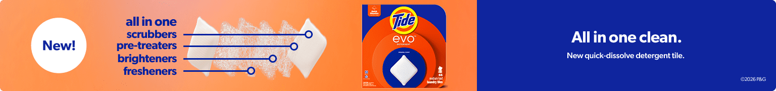 New all in one scrubbers, pre-treaters, brighteners, and fresheners. New quick dissolve detergent tile.