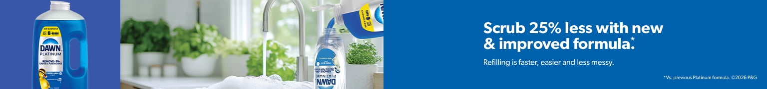 Scrub twenty five percent less with new and improved formula. Refilling is faster, easier, and less messy.