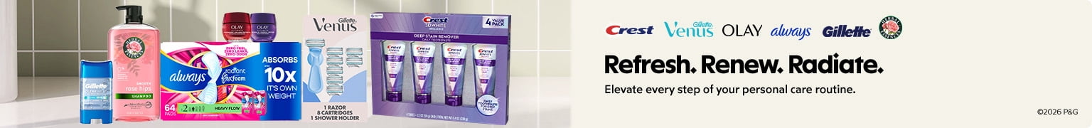 Refresh. Renew. Radiate. Elevate every step of your personal care routine with P and G.