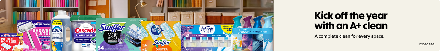 Kick the year off with A plus clean. A complete clean for every space with P and G.