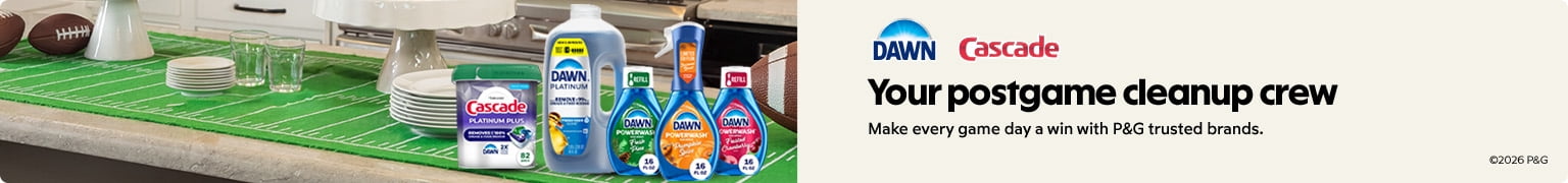 Your postgame cleanup crew. Make every game day a win with P and G trusted brands.