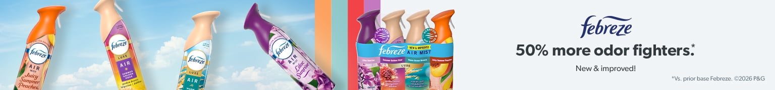 Fifty percent more odor fighters. New and improved.